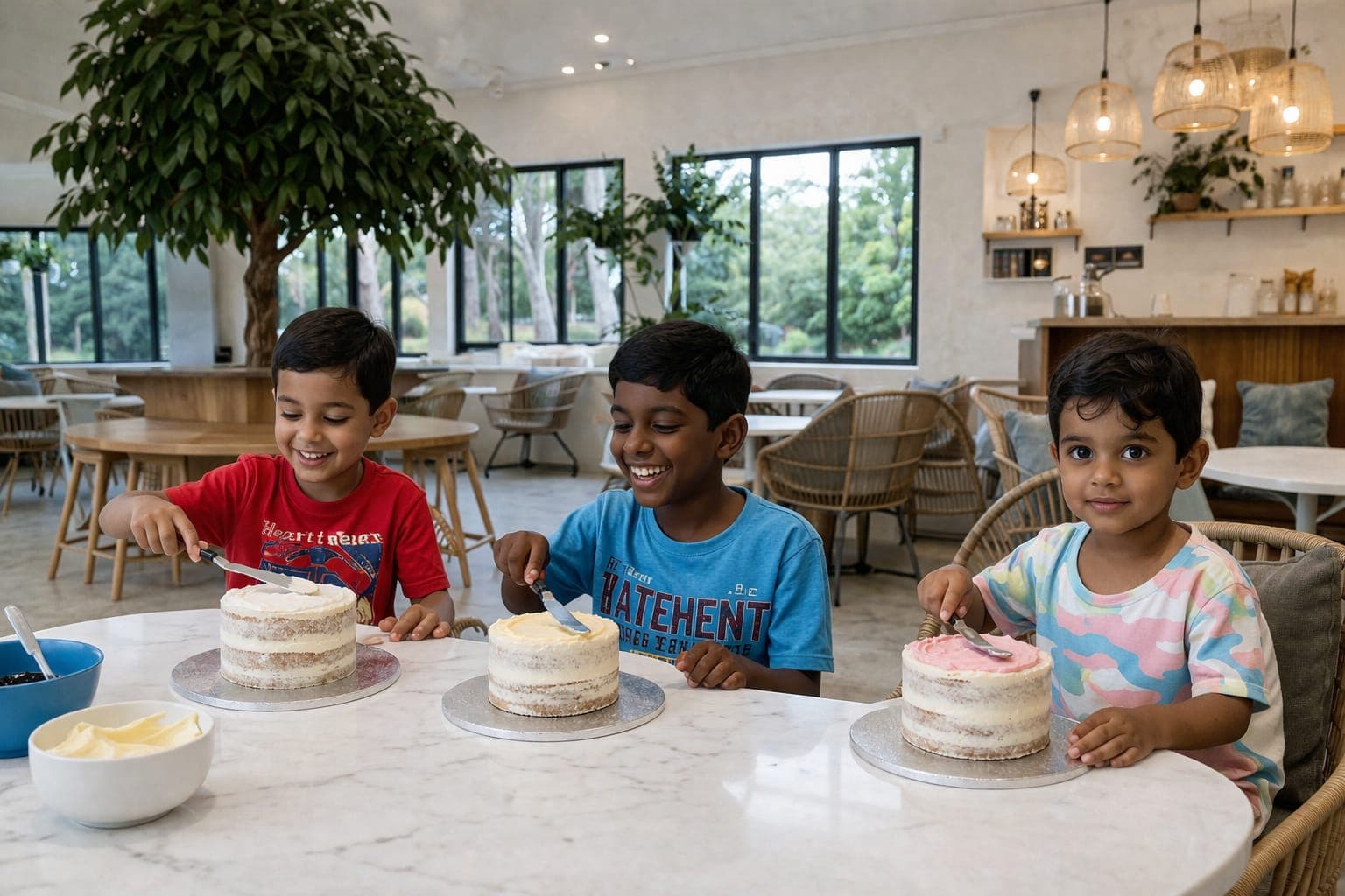 Kids cake decorating experience at Café Mira